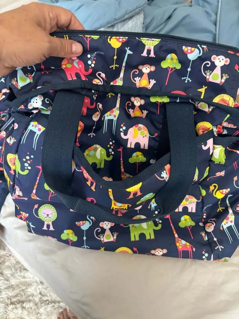 LeSportsac Ryan Baby Diaper Bag with Matching Changing Pad in Colorful Zoo Print